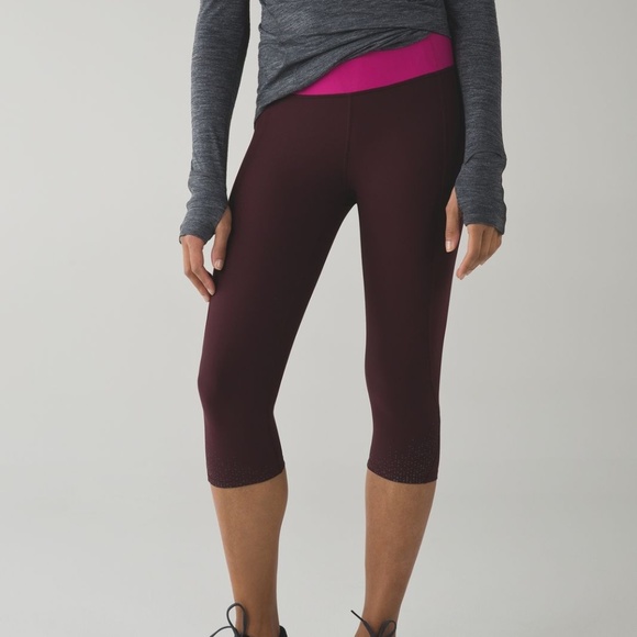 lululemon athletica Pants - Lululemon Tight Stuff Crop Bordeaux Drama / Raspbe